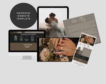 Plantilla de sitio web de boda rústica y romántica: Tema editable de Canva