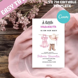 Little Cowgirl Baby Shower Invitation | A Little Cowgirl Is On The Way | Digital Download | Country Cowgirl Boots | Girl Baby Shower