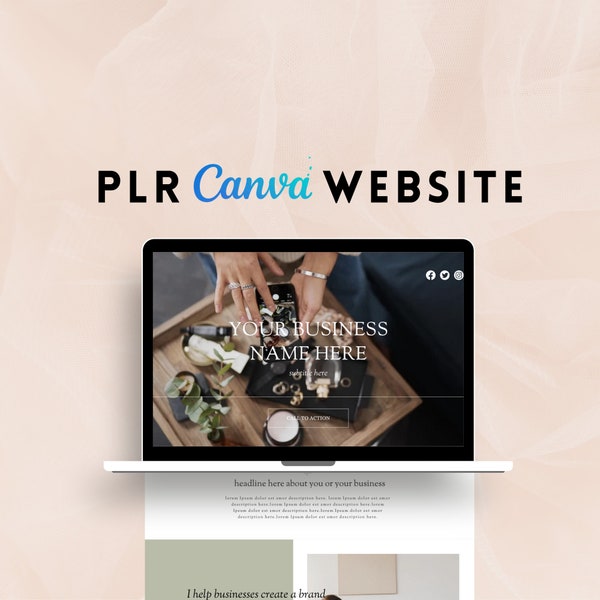 PLR Canva Website | Canva Template Coach | Canva Website Template Business | Marketing Template | Small Business Website | Website Theme