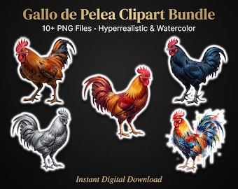 Rooster Clipart PNGs, Digital Graphics for Instant Download