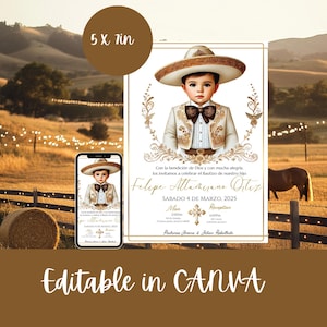 EDITABLE CHARRO BAPTISM template- gold baby- instant download- bautizo