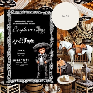 Charro Invitación de Bautizo | Charro Baptism template | 1st charro bday
