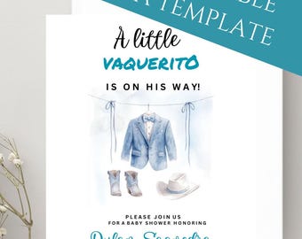 Little Cowboy Baby Shower Invitation: Western Theme (Digital Download)