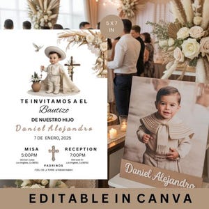 Mexican Themed Digital Baptism Invitation - Canva Editable | Charro theme party