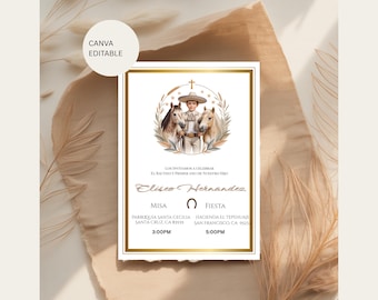 Charming Charro Theme Baptism & 1st Birthday Invitation Digital Download Mexican Fiesta