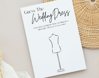 Guess the Wedding Dress Bridal Shower Game, Shower Game, Guess the Dress, Draw the Wedding Dress, Digital Download, Minimalist, Modern Bride