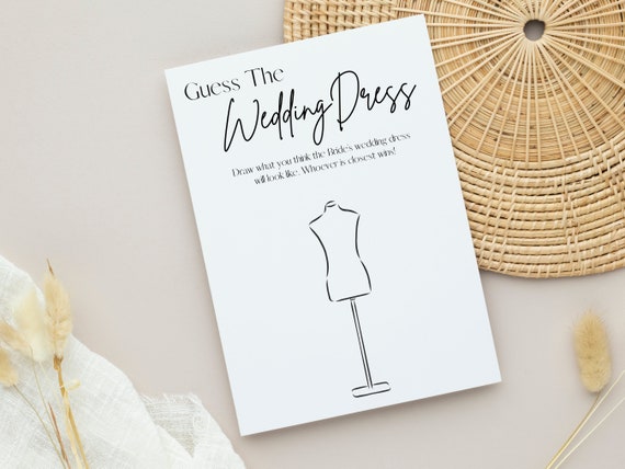 Guess the Wedding Dress Bridal Shower Game, Shower Game, Guess the Dress,  Draw the Wedding Dress, Digital Download, Minimalist, Modern Bride - Etsy