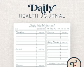 Daily Health Journal, Healthy Habits Tracker, Healthy Lifestyle Planner | INSTANT DOWNLOAD