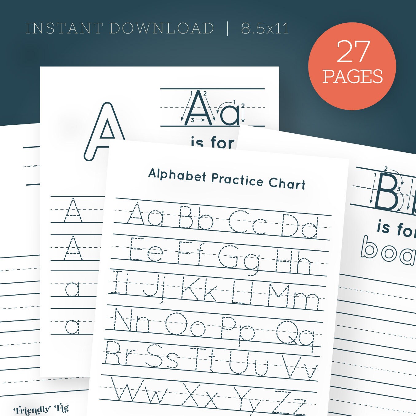 Alphabet Printable Practice Sheets ABC Alphabet Chart, Educational
