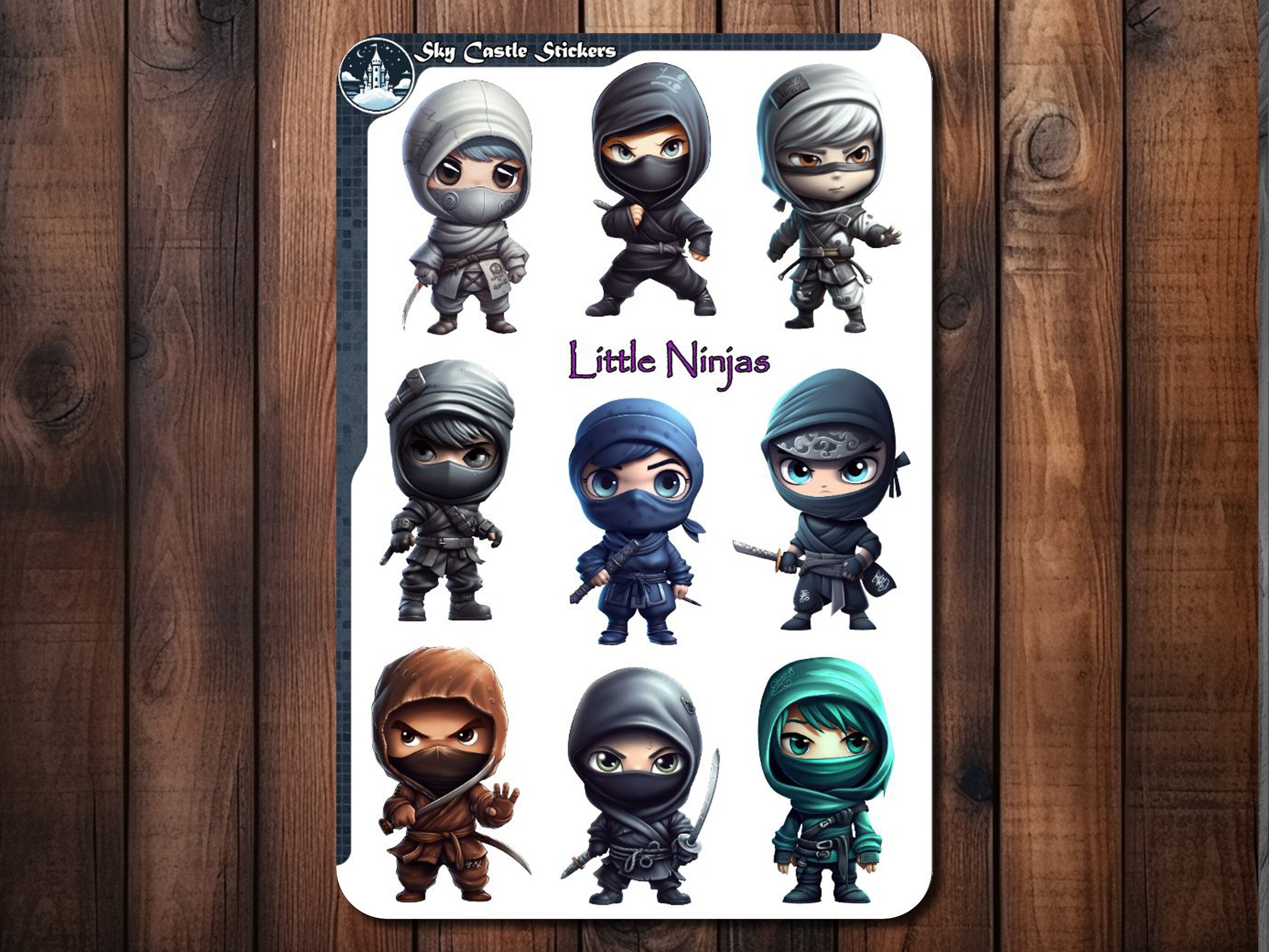 Library Ninja Sticker Little Ninjas Sticker Sheet, Cute Journal Stickers, Cute Ninja ...