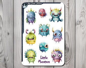 Little Monsters Sticker Sheet, Cute Journal Stickers, Cute Waterproof Stickers, Water Bottles Stickers, Laptop Decals, Phone Case Stickers