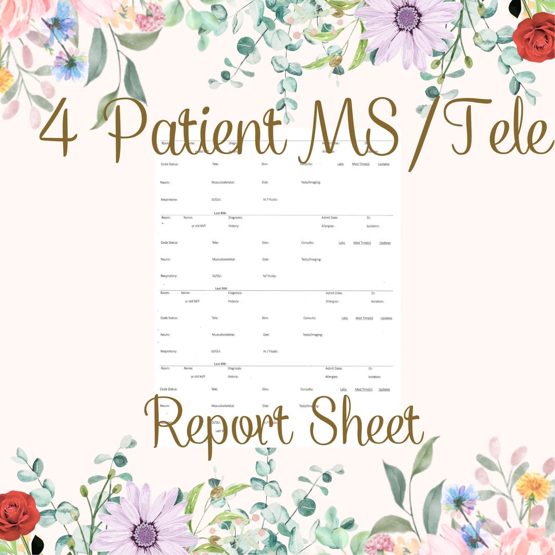 4 Patient Med Surg/ Tele Report Sheet - Etsy