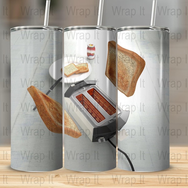 Toaster Tumbler Wrap, 20 oz 30 oz Skinny Wraps, Instant Download, Sublimation tumblers, digital download, 3D Tumbler Wrap png, Eggs Toast