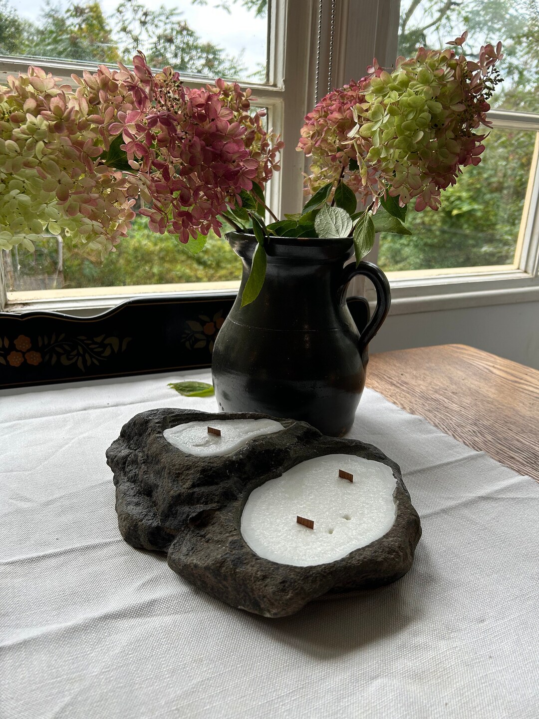 River Rock Candle Modern Candle Unique Poured Candle Center Etsy