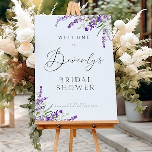 Lavender Floral Bridal Shower Welcome Sign Template (Digital Download) FLEUR