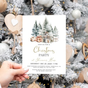 Christmas Party Invitation Template, Christmas Party Invites, Printable Christmas Invitations, Fully Editable