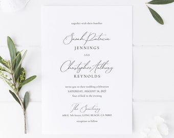 Handwritten Wedding Invitation Template Minimalist Wedding Invitation Template Printable Editable RSVP Details Wedding