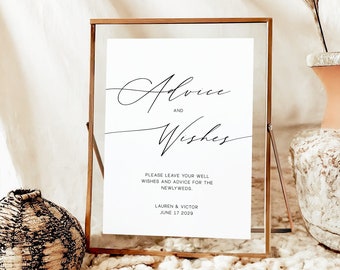 Minimalist Wedding Advice & Wishes Sign Template (Digital Download)