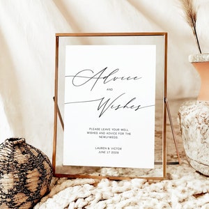 Advice and Wishes Sign Template Minimalist Newlywed Advice Sign Printable Minimalist Wedding Send Off Sign Printable INSTANT Download