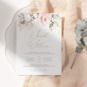 Blush Wedding Invitation Template Blush and Gold Wedding Invite