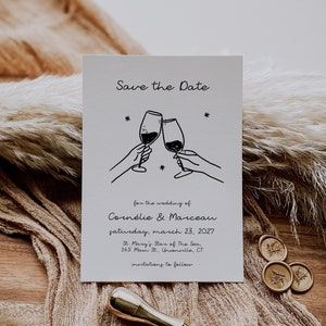 Scribble Save The Date Template Hand Drawn Wedding Save The Date French Inspired Invite Wedding Whimsical Save The Date Doodle, Cornelie