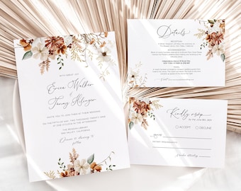 Wildflower Wedding Invitation Suite: Floral Printable (Digital Download)