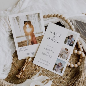 Save The Date Wedding Card With Photo Qr Code Template Save the Date Template With Photo Printable Save the Date Invite Template Editable