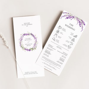 Lavender Wedding Program Template: Modern Florals (Digital Download, Templett) | FLEUR