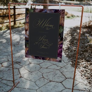 Black Wedding Welcome Sign Template Moody Floral Welcome Sign Template Floral Art Printable Editable INSTANT download, EMP-332