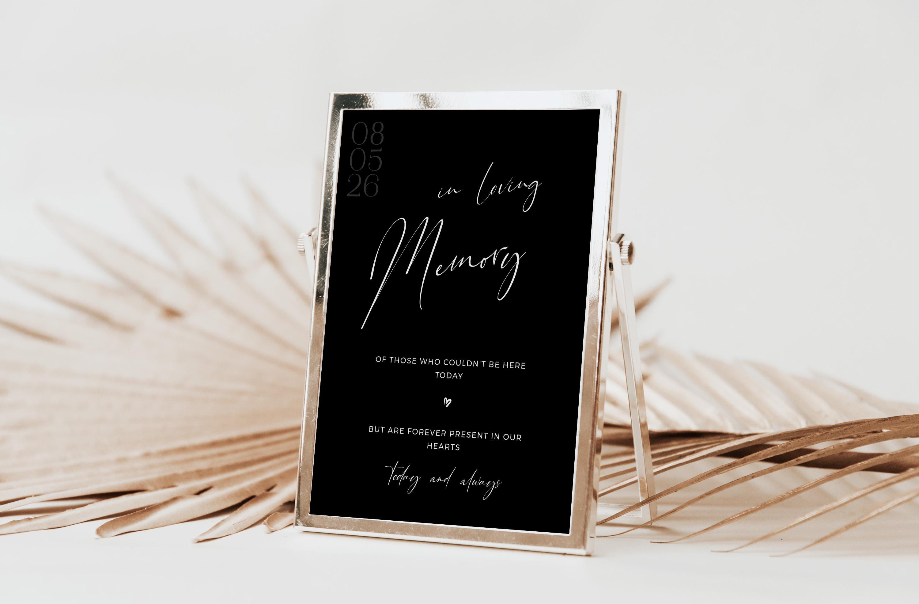 In Loving Memory Table Sign Template: Black Wedding Signage (digital ...