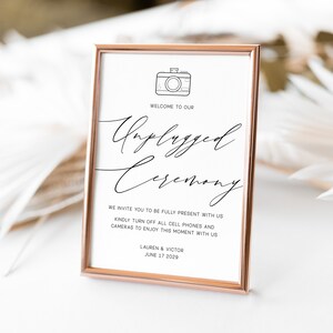 Unplugged Ceremony Sign Template Unplugged Ceremony Sign Printable Template Wedding Unplugged Sign Minimalist Printable INSTANT Download