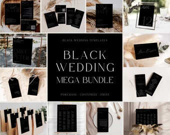 Black Wedding Invitation Bundle, Large Wedding Bundle, Wedding MEGA BundlePrintable, Fully Editable, RSVP, Details, Instant download, CIARA