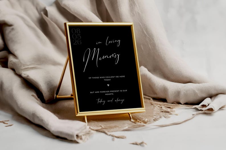 In Loving Memory Table Sign Template: Black Wedding Signage (digital ...