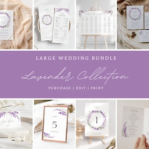 Wedding Invitation Bundle Template Lavender Wedding Invite Set Large Bundle Floral Wedding Bundle Printable Wedding Bundle Download, FLEUR