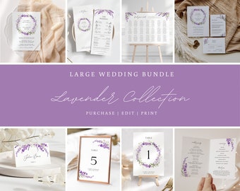 Lavender Wedding Invitation Bundle: Printable Floral Template Selection (Digital Download via Templett), FLEUR