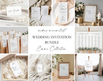Minimal Wedding Invitation Template Bundle, Handwritten Wedding Invitation Templates, Printable, DIY Editable, Instant Digital Download
