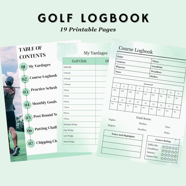 Golf Journal Template Etsy
