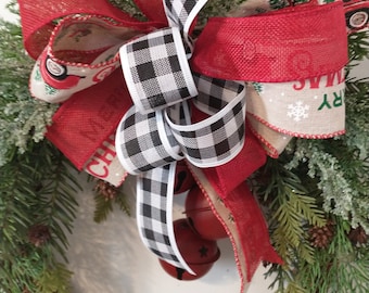 Vintage look Christmas grapevine wreath with bells.