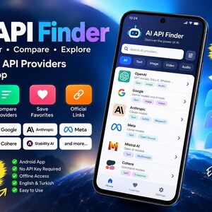 AI API Finder Basic | 26+ Free aı APIs | Android App | AI Developer Tool