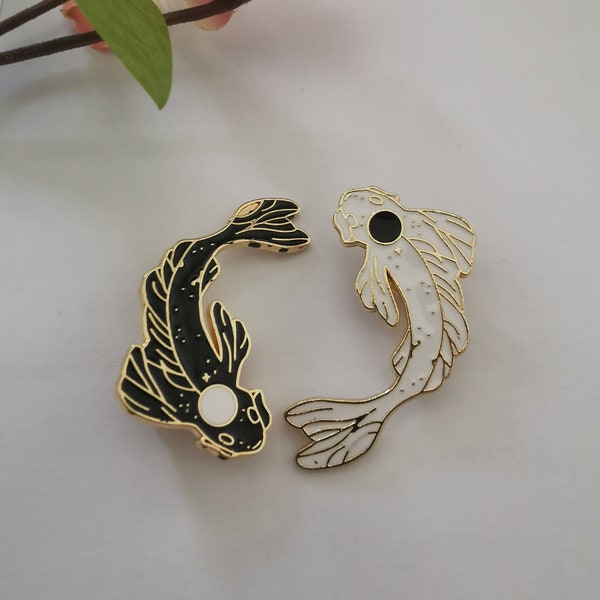 Koi Fish Pin/ Yin Yang/Hard Enamel Pin/Gold