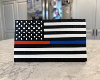 Red and Blue Line American Flag Hitch Cover