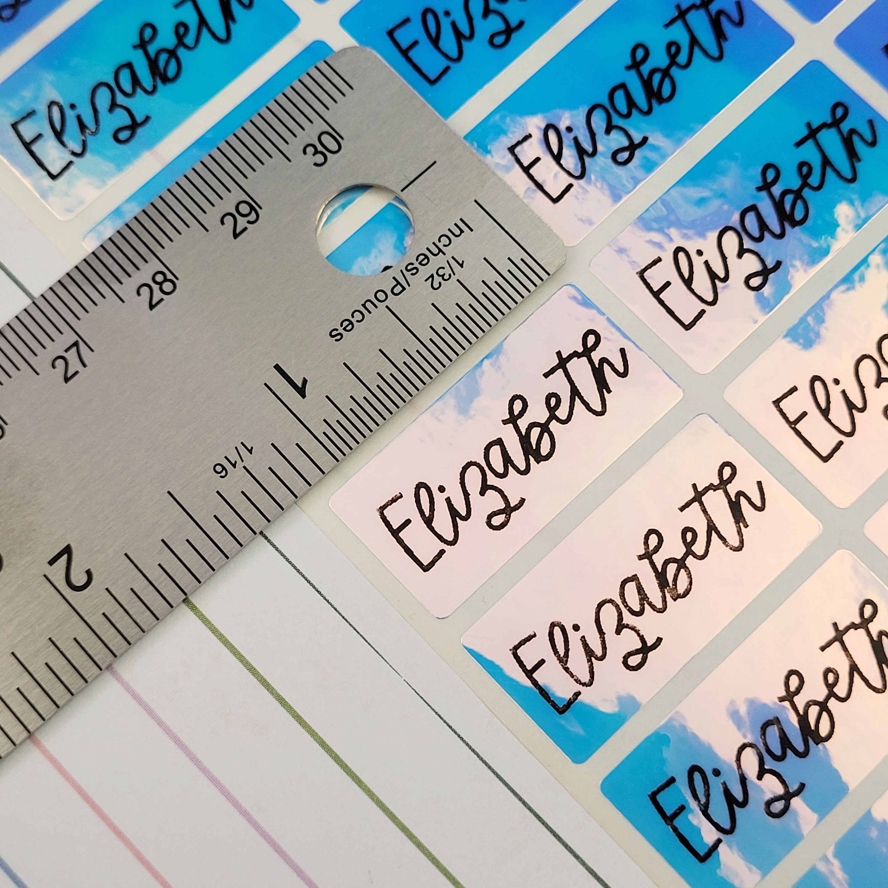 Personalized kids name labels middle size blue holographic etsy