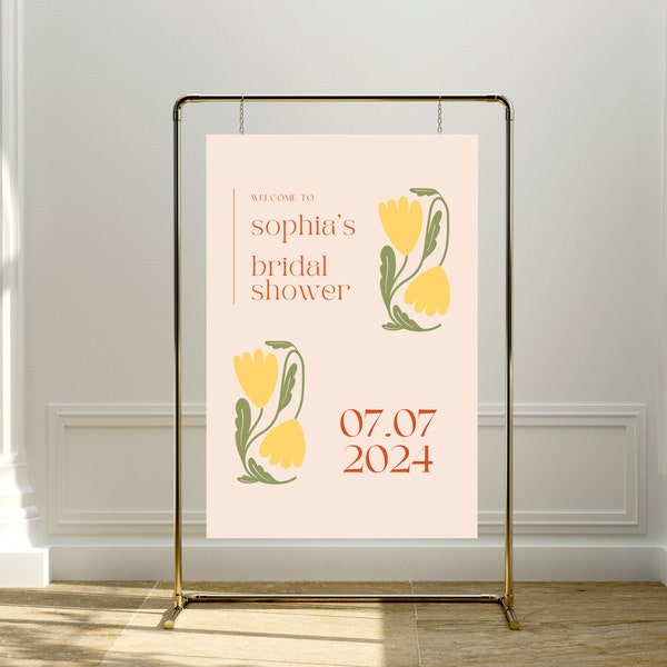 Contemporary Bridal Shower Welcome Sign Template: Editable, Printable, Personalize - Instant Digital Download