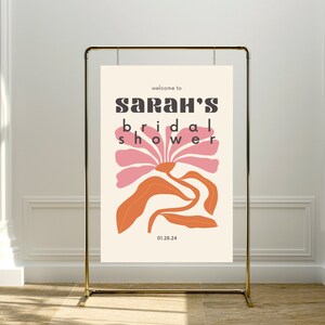 Floral Bridal Shower Welcome Sign Template: Pink & Orange (Digital Download)