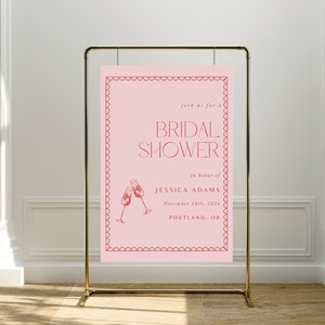 Pink Scallop Bridal Shower Invitation Template (Digital Download)