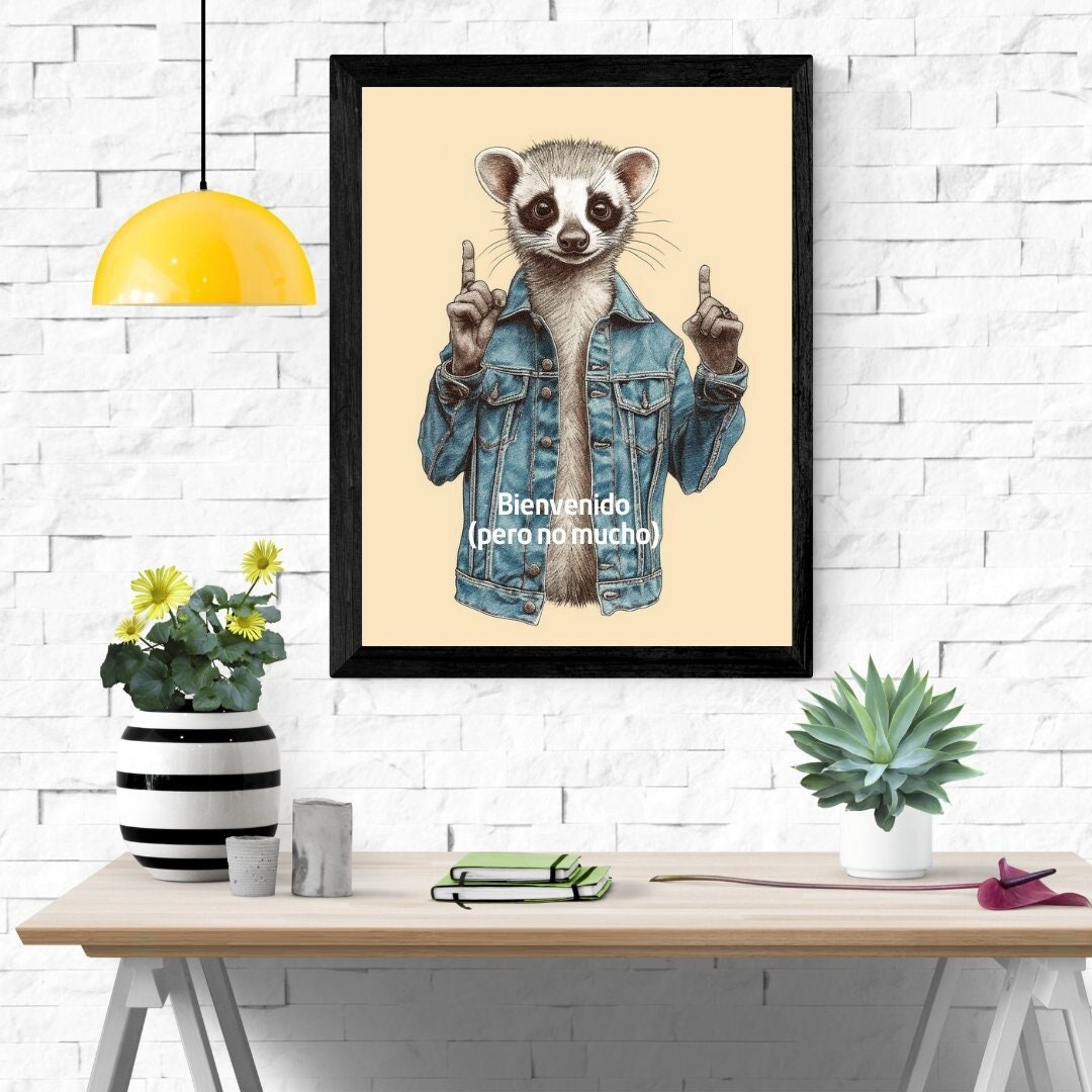 Set de 2 impresiones con hurón, cuadro digital con frase divertida ...