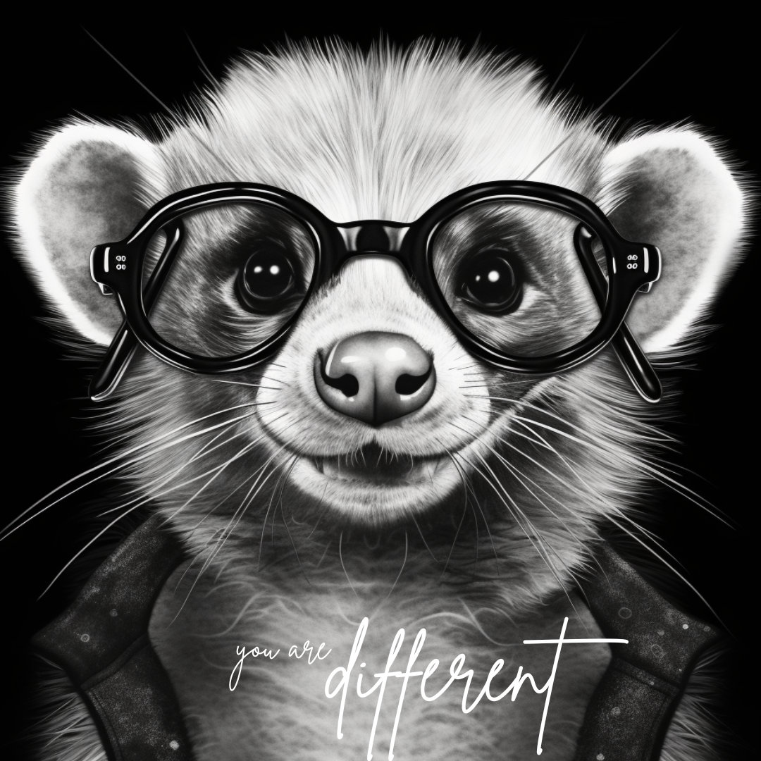 Set de 2 impresiones con hurón, cuadro digital con frase divertida ...