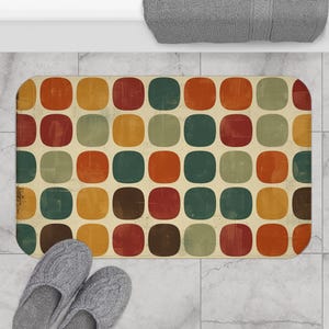 Vintage Mid Century Inspired Bath Mat, Retro Decorative Bath Mat, Home Accent, Mid Century Lover Bath Mat