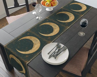 Primitieve maansikkel tafelloper, maandecor, tafeldecor, hemelse hemel