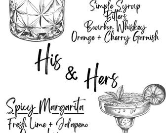 Menú de bebidas para él y para ella con receta